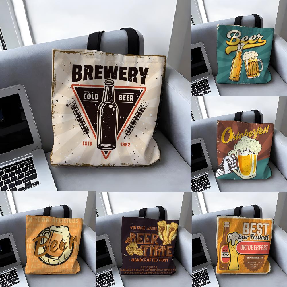 Beer Wine Grocery - Storage Bags Canvas Tote Bag Large