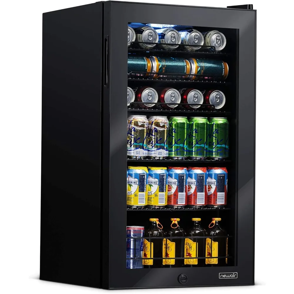 Wine Beer Fridge - 126 Can Beverage Refrigerator, Glass Door