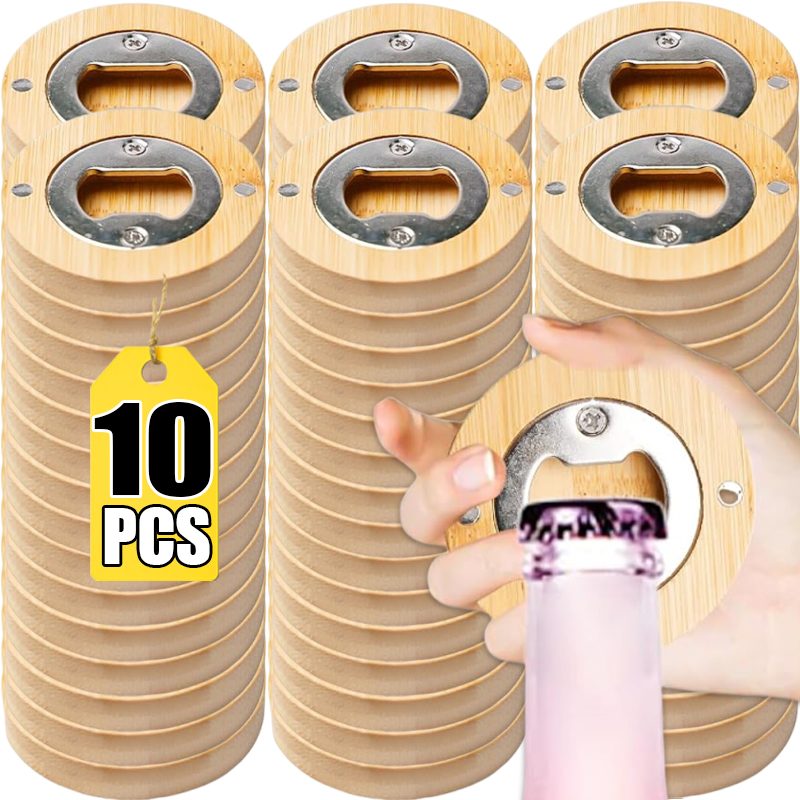 Wine Beer Fridge - 10/1pcs Magnetic Bamboo Bottle Openers Portable