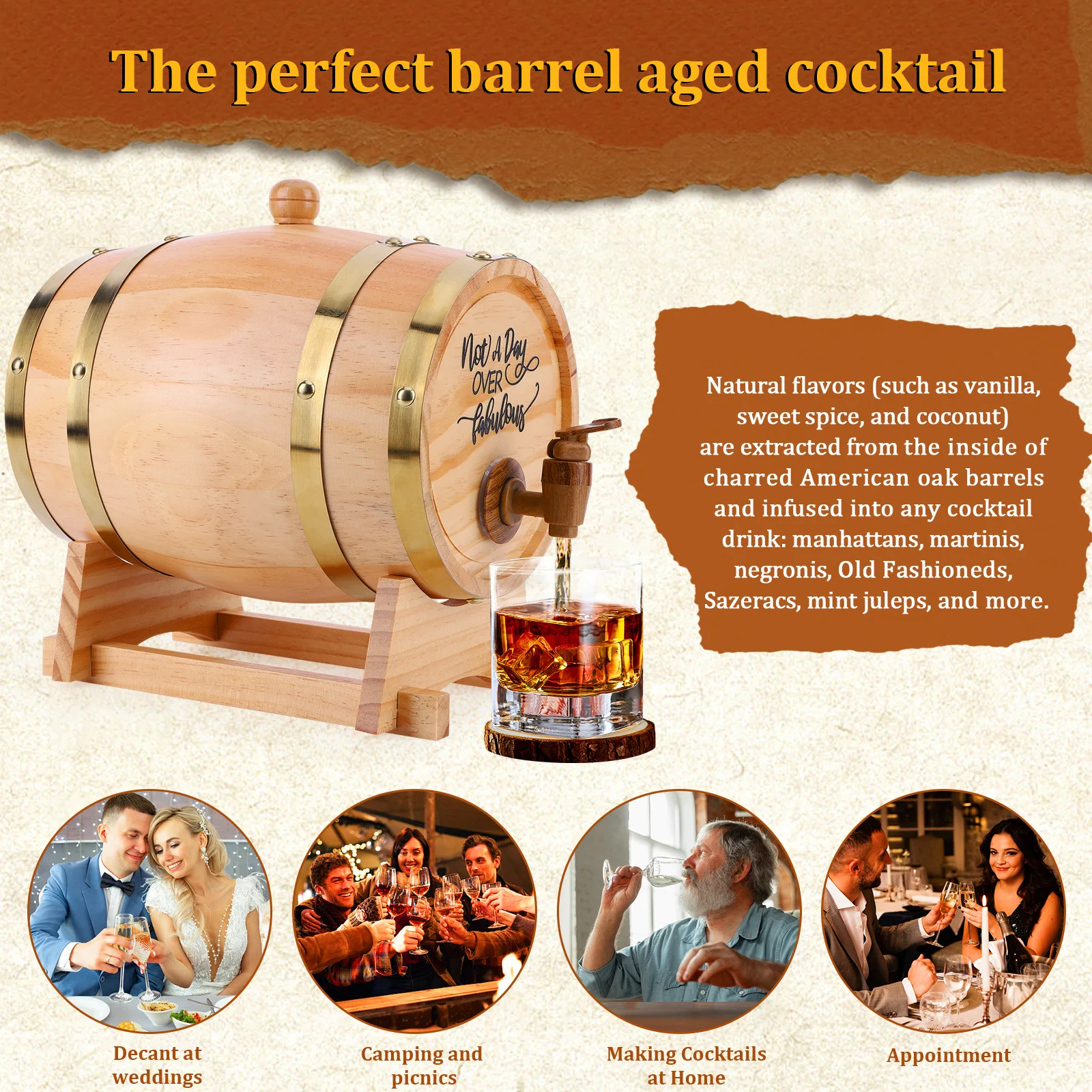 3L Wooden Whiskey Barrel with  - Wine With Beer Cocktail recensione e prezzo
