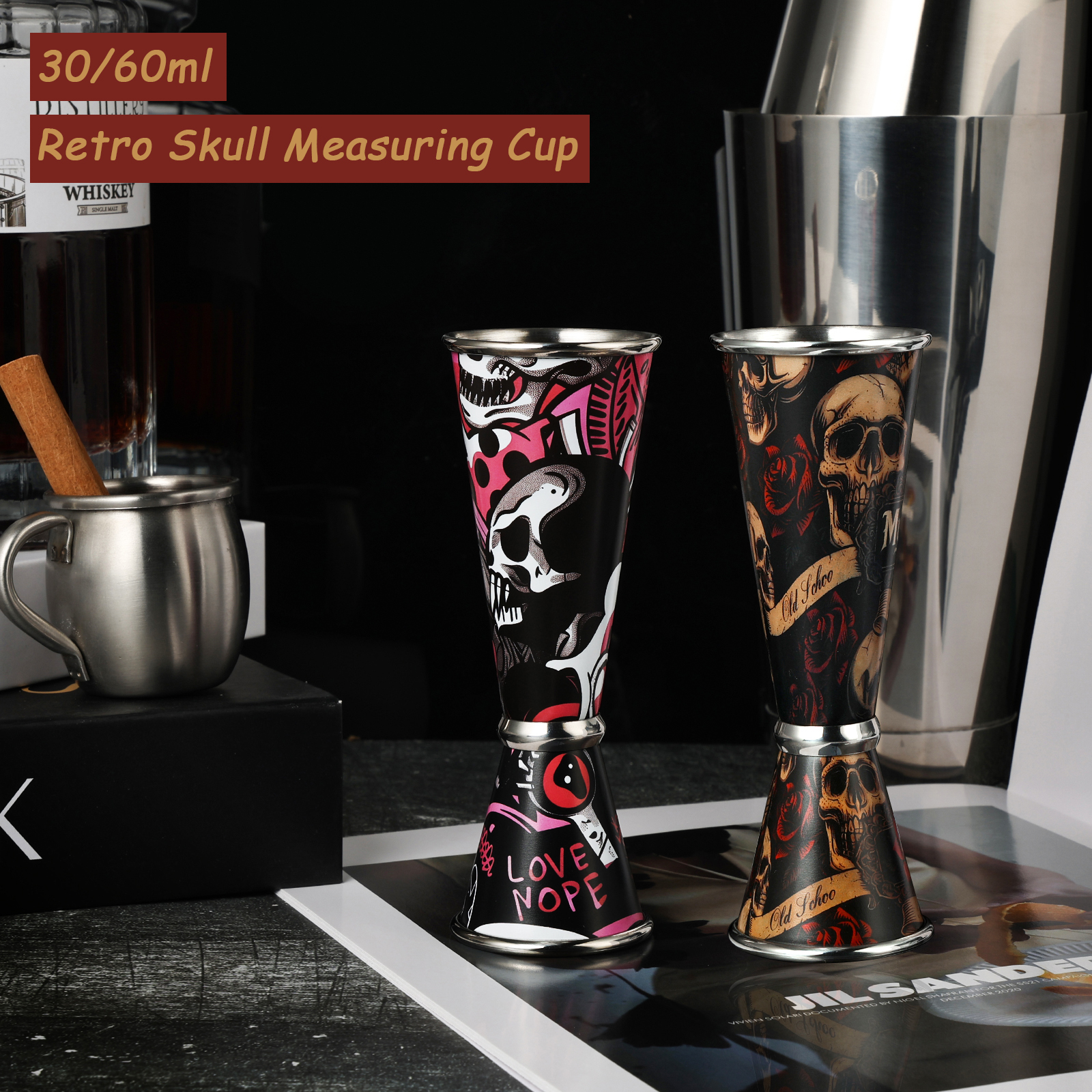 30/60ml Retro Skull Cocktail W - Spirit Measure Jigger recensione e prezzo
